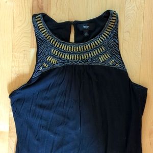 High-neck Casual Black Dress